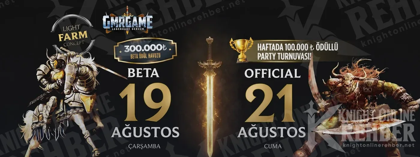 GMRGame tarih afişi: Beta 19 Ağustos Çarşamba, Official 21 Ağustos Cuma, 300.000 TL beta ödülü ve haftalık 100.000 TL party turnuvası