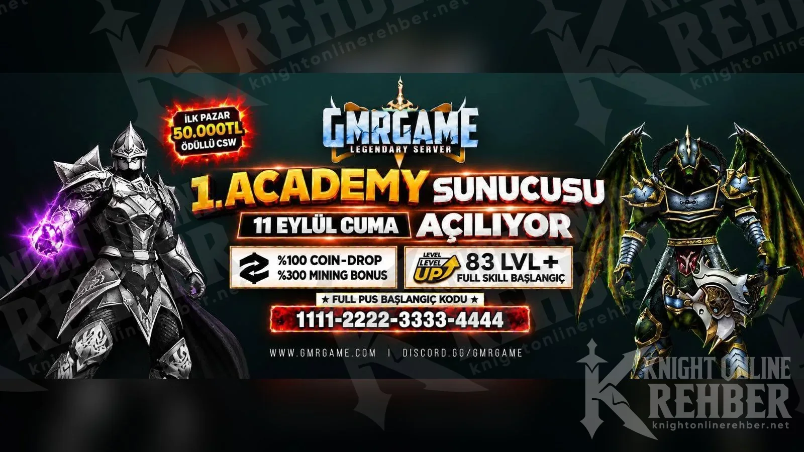 1. Academy sunucusu 11 Eylül Cuma açılıyor yazılı GMRGame banner'ı