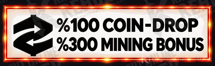 %100 coin-drop ve %300 mining bonus yazılı şerit